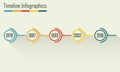 Timeline Infographics template with shadow. Horisontal design elements. Colorful vector illustration.